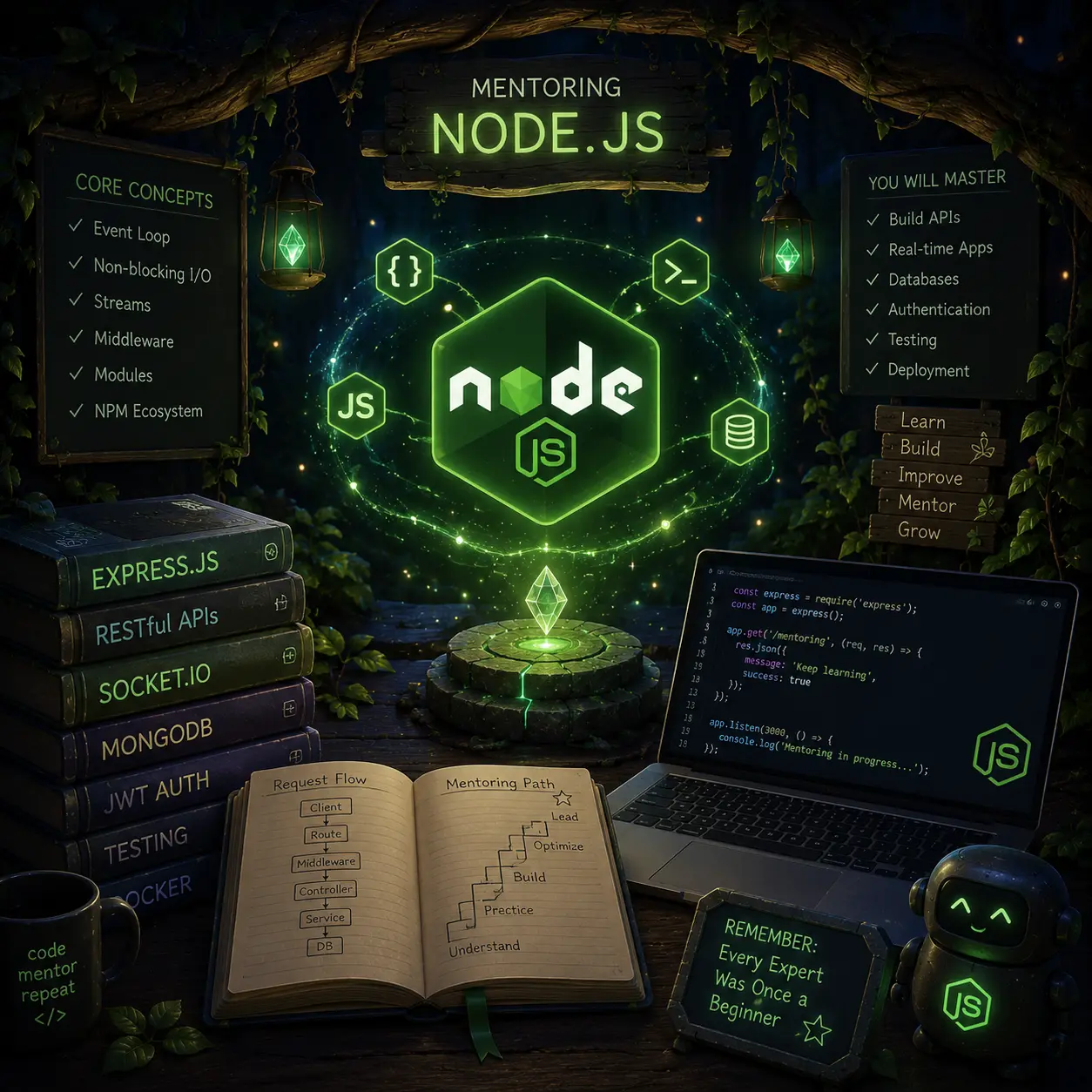 منتورینگ تخصصی Node.js — هفته‌ای ۳ ساعت، دوره دوماهه